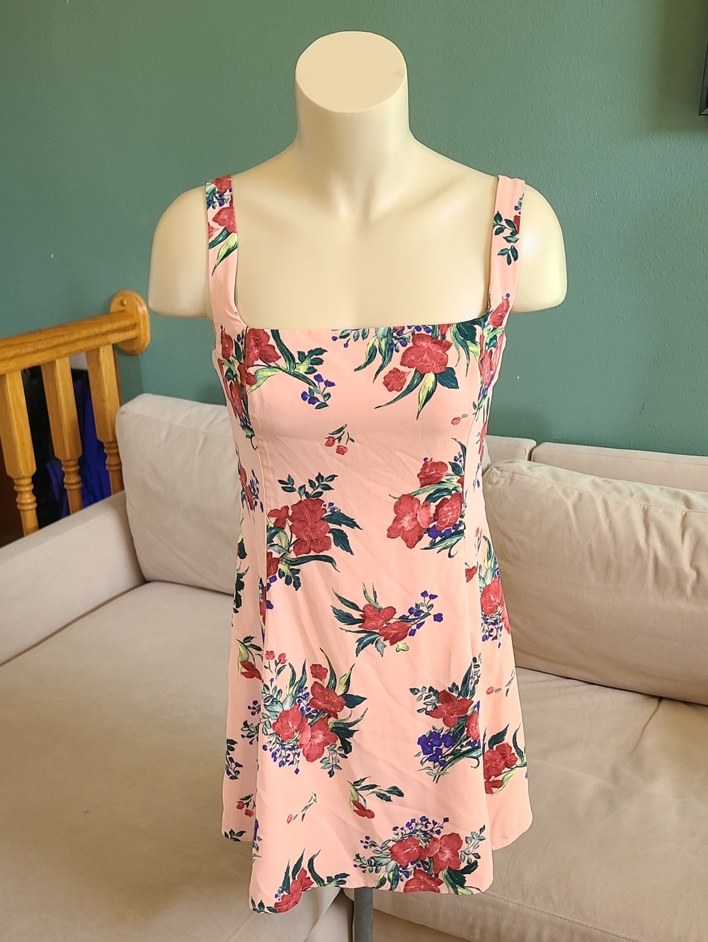 Abercrombie & Fitch Pink Floral Square-Neck Dress